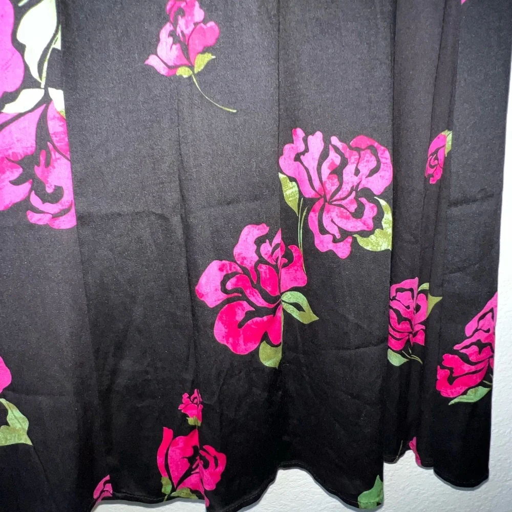 Free People Black and Pink Floral Midi Dress - Picture 10 of 13